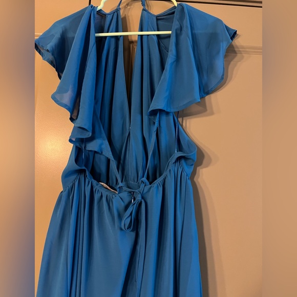 Blue Flowy Midi/High Low Dress - Picture 4 of 6